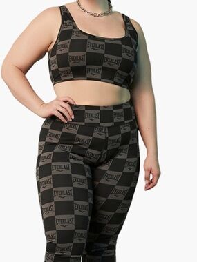 🔴 FOREVER 21 x Everlast Black & Gray Checkerboard Sports Bra and Leggings